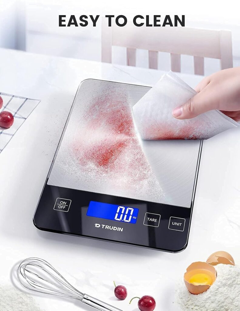 33lb Food Scale, NASA-Grade Digital Kitchen Scale, Precisely Measures Grams and Ounces for Baking and Cooking, Waterproof Tempered Glass & Stainless Steel Platform