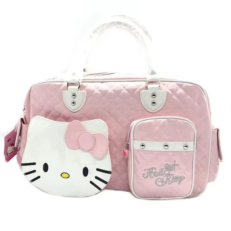 Sanrio Y2k High Capacity Handbag Messenger Bag Kawaii Hello Kitty Cartoon Pu Bright Surface Girls Fashion Travel Bags Gift Toys - Image 3
