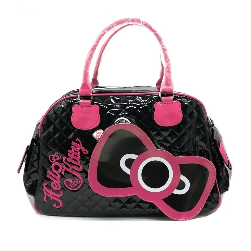 Sanrio Y2k High Capacity Handbag Messenger Bag Kawaii Hello Kitty Cartoon Pu Bright Surface Girls Fashion Travel Bags Gift Toys - Image 2