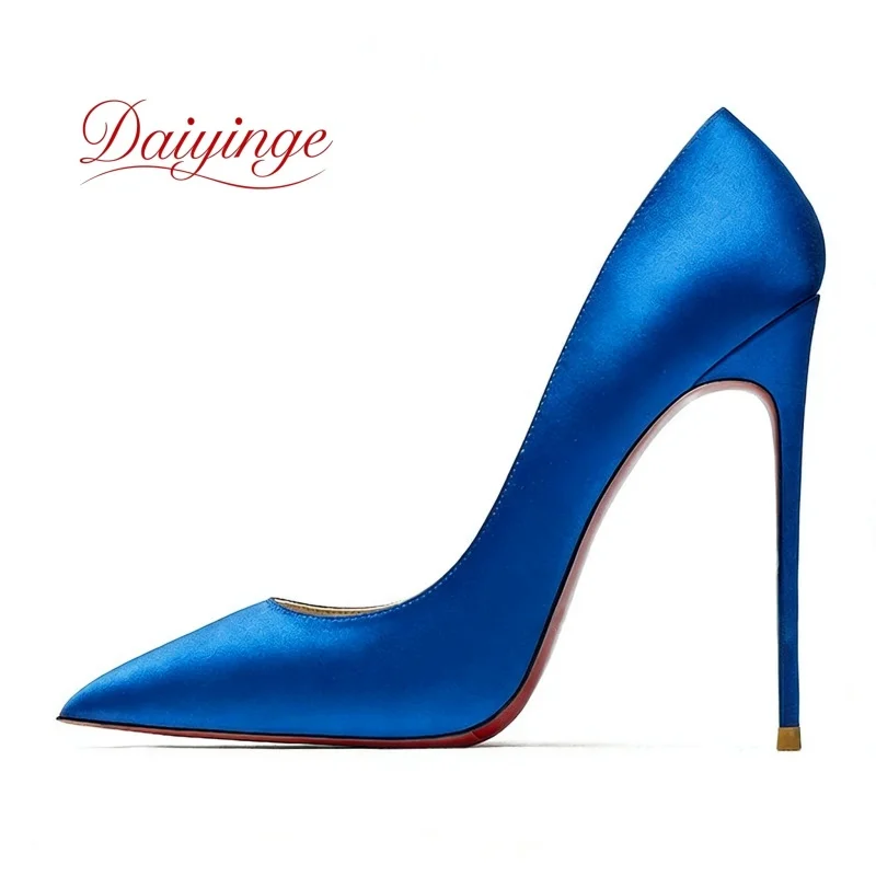 High Heels for Womans 2026 New Trend Silk Pointed Toe Stiletto Pumps 12cm Sexy Party Wedding Luxury Designer High Quality Shoes - Image 4