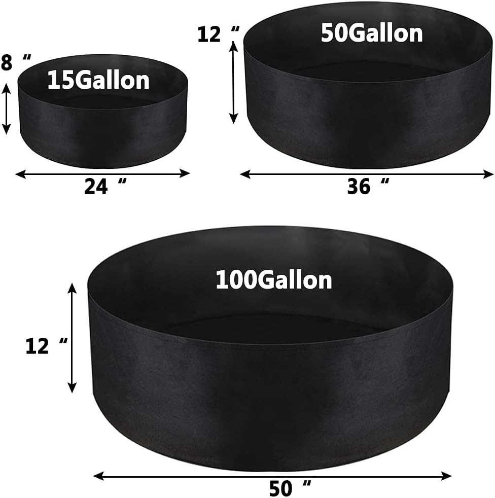 50 Gallon Large Grow Bag, Heavy Duty Fabric Round Raised Garden Bed Planter Pots for Planting Herb Flower Vegetable Potato Plants (36" D x 12" H, Black) - Image 2