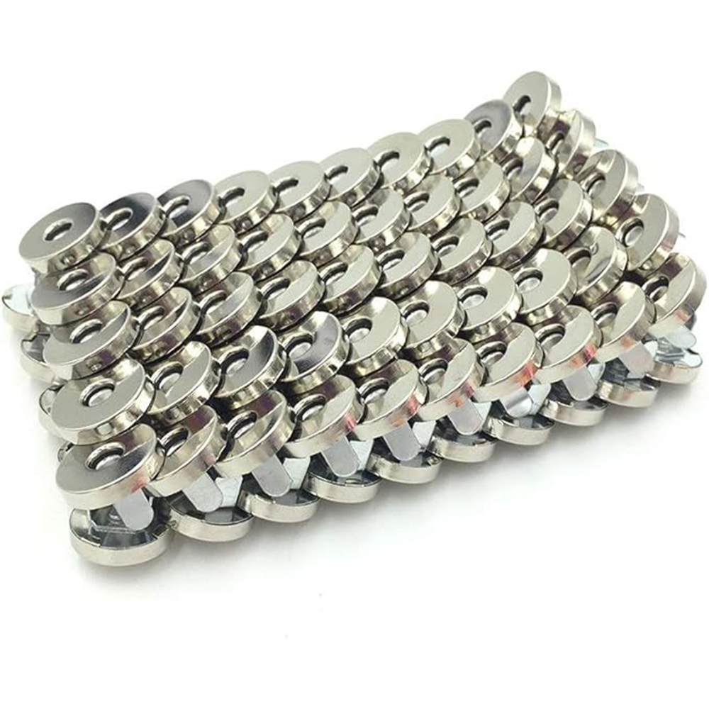 100 Sets Silver Tone Magnetic Purse Snap Clasps Button/Great for Closure Purse Handbag Clothes Sewing Craft No Tools Required 14mm (14YIN100) - Image 2