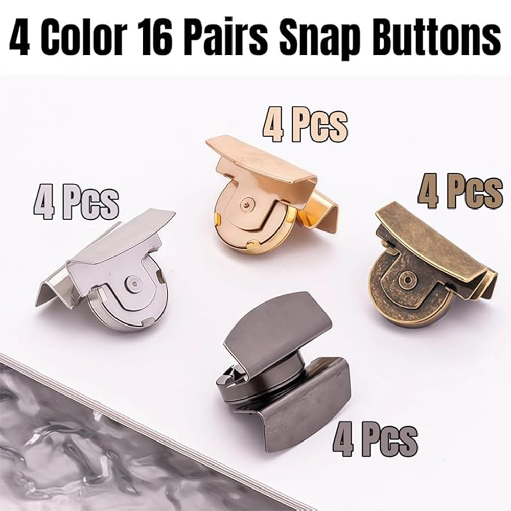 16 Pcs Magnetic Snaps for Purses and Totes, Gold and Sliver Magnetic Snaps, DIY Snap Buttons, No-Sewing Magnetic Clasp (Gold Silver Copper Gray) - Image 2