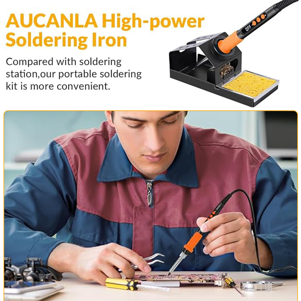 Soldering Iron Kit, 100W High Power Soldering Iron, Fast Heating, Digital Display Temperature Control Accurate 356°F-896°F, Portable Soldering Kit with Protective Cap, Automatic Sleep Mode - Image 3