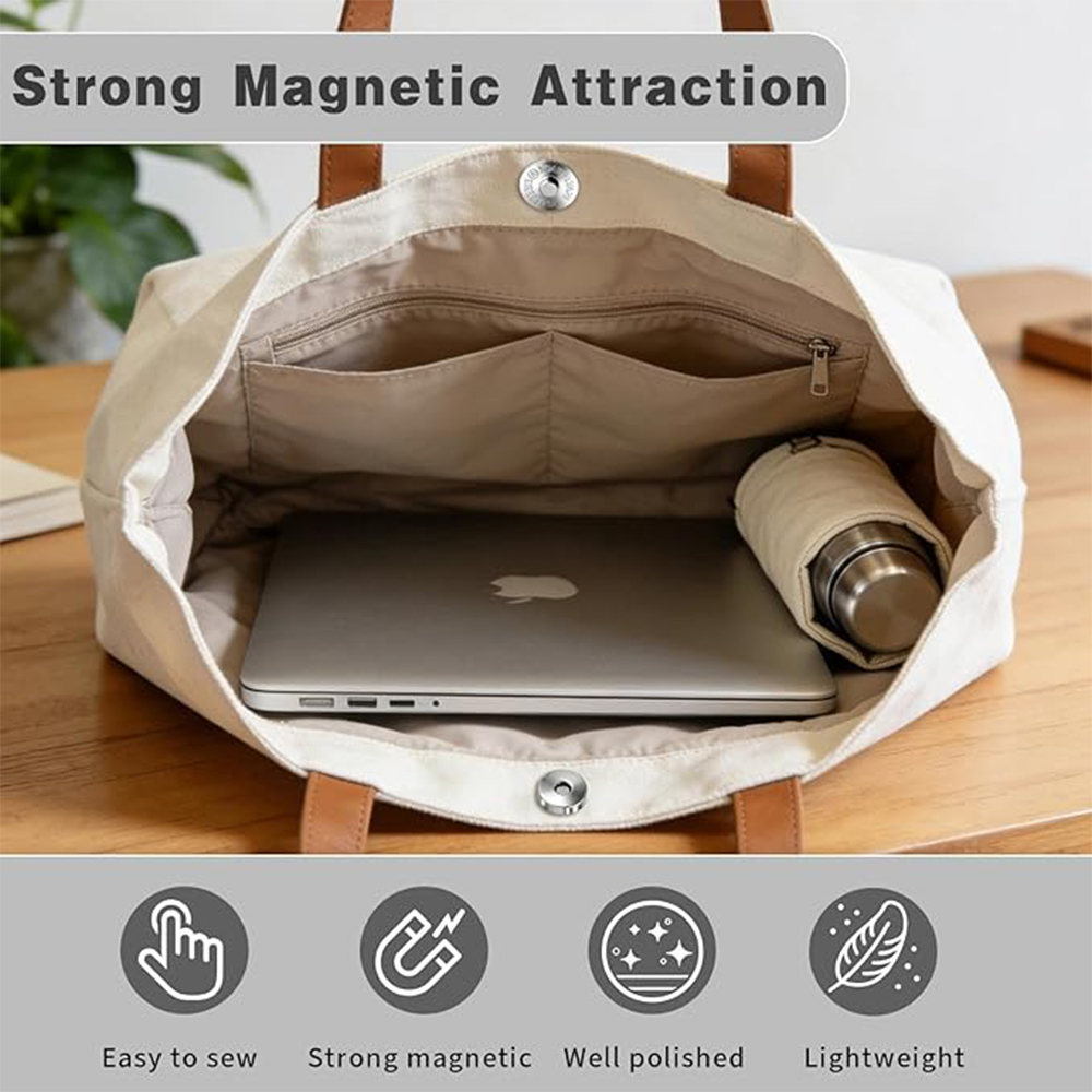 100 Sets Silver Tone Magnetic Purse Snap Clasps Button/Great for Closure Purse Handbag Clothes Sewing Craft No Tools Required 14mm (14YIN100) - Image 4