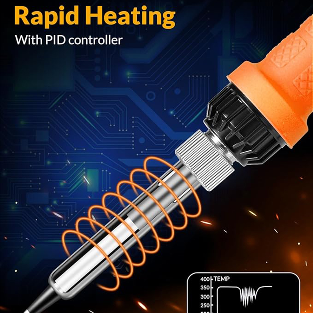 Soldering Iron Kit, 100W High Power Soldering Iron, Fast Heating, Digital Display Temperature Control Accurate 356°F-896°F, Portable Soldering Kit with Protective Cap, Automatic Sleep Mode - Image 6