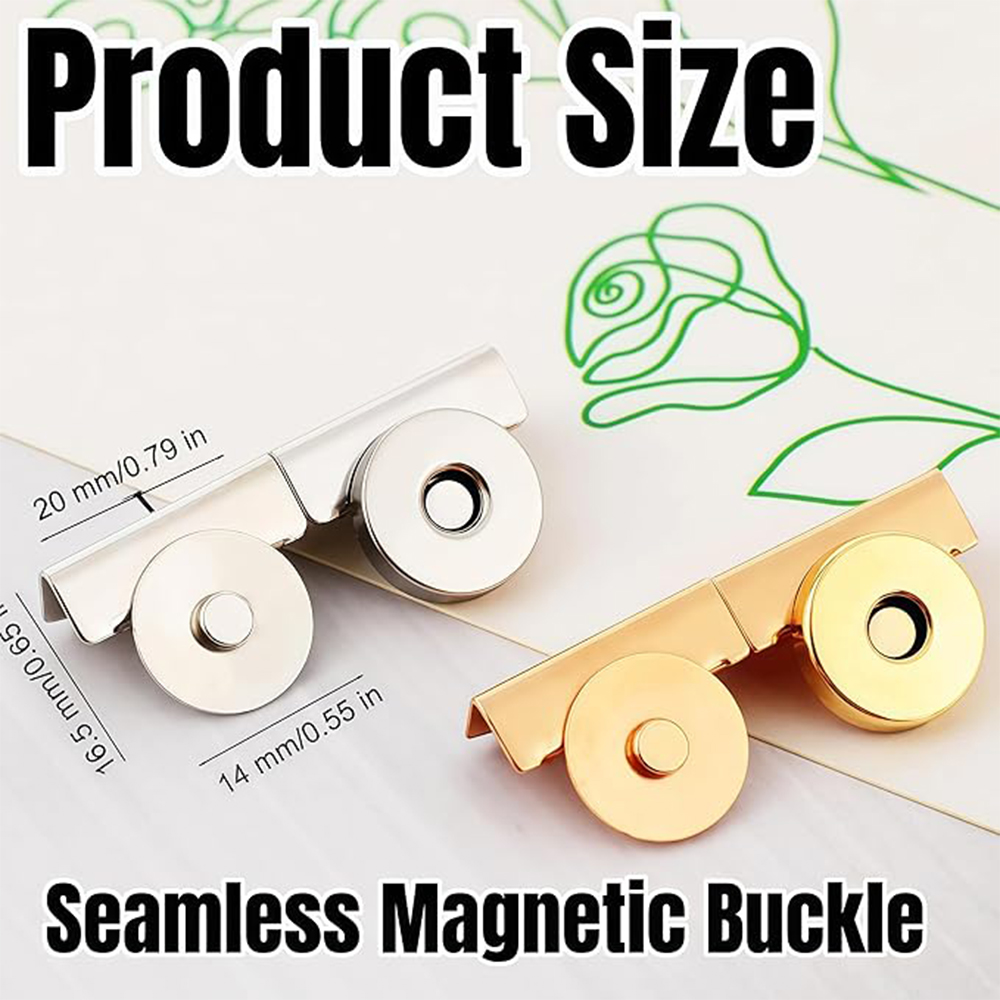 16 Pcs Magnetic Snaps for Purses and Totes, Gold and Sliver Magnetic Snaps, DIY Snap Buttons, No-Sewing Magnetic Clasp (Gold Silver Copper Gray) - Image 5