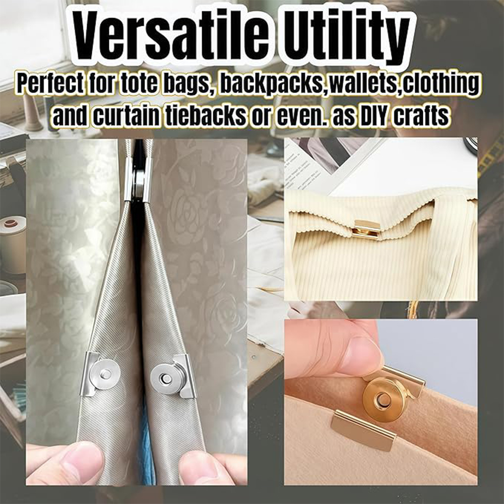 16 Pcs Magnetic Snaps for Purses and Totes, Gold and Sliver Magnetic Snaps, DIY Snap Buttons, No-Sewing Magnetic Clasp (Gold Silver Copper Gray) - Image 4
