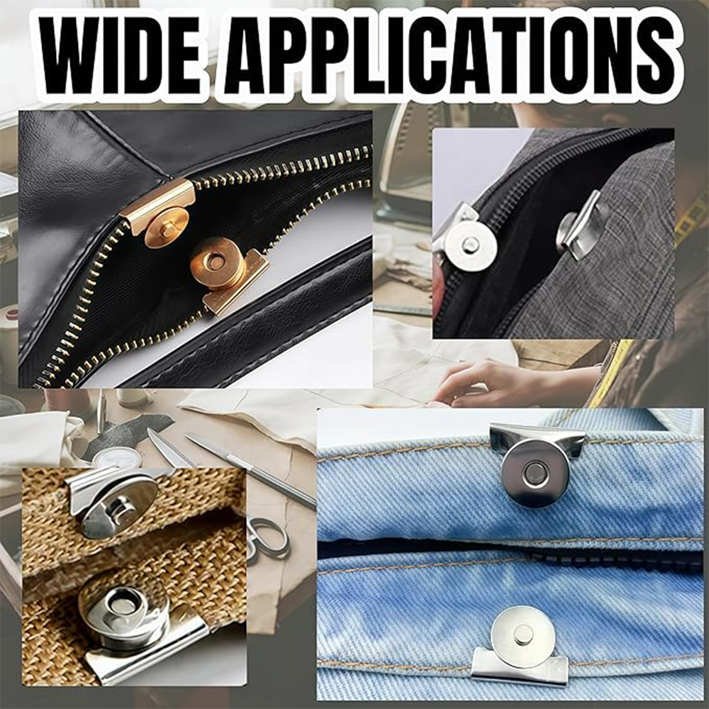 16 Pcs Magnetic Snaps for Purses and Totes, Gold and Sliver Magnetic Snaps, DIY Snap Buttons, No-Sewing Magnetic Clasp (Gold Silver Copper Gray) - Image 7